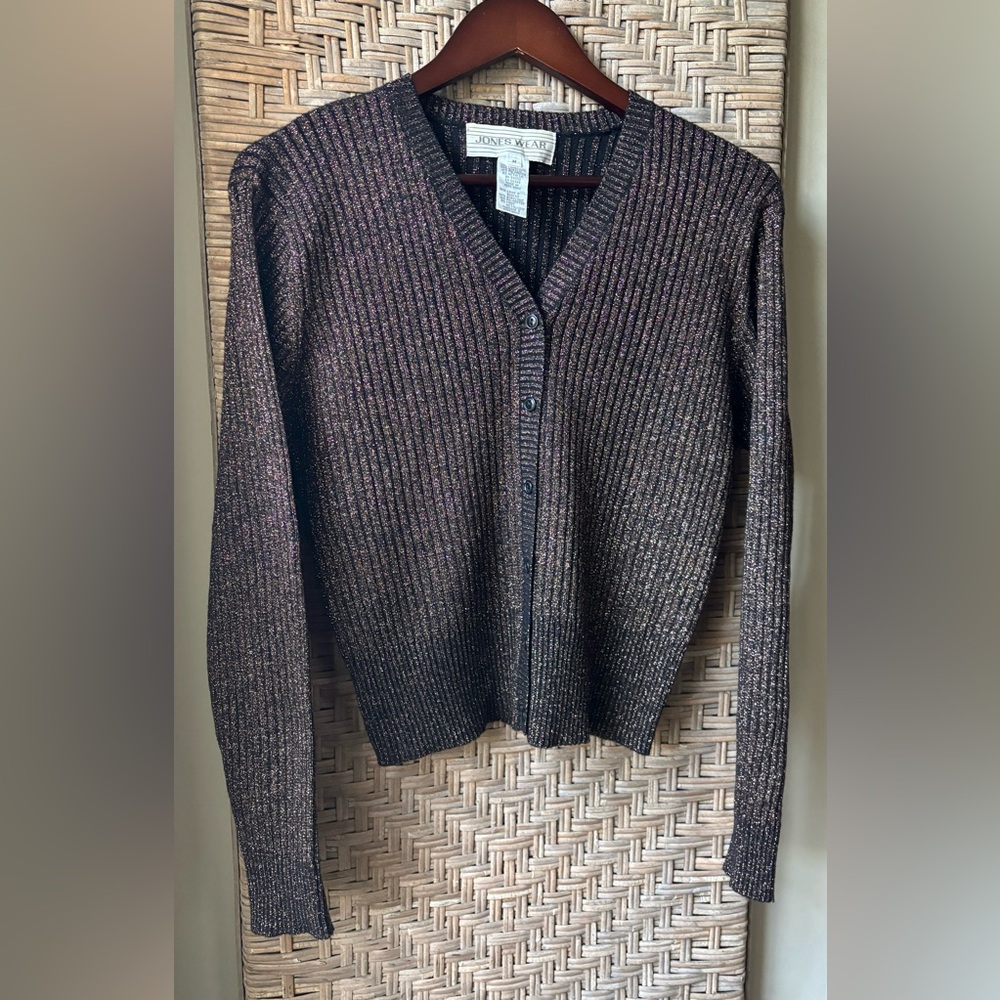 Vintage Lambswool Blend Cardigan - Metallic